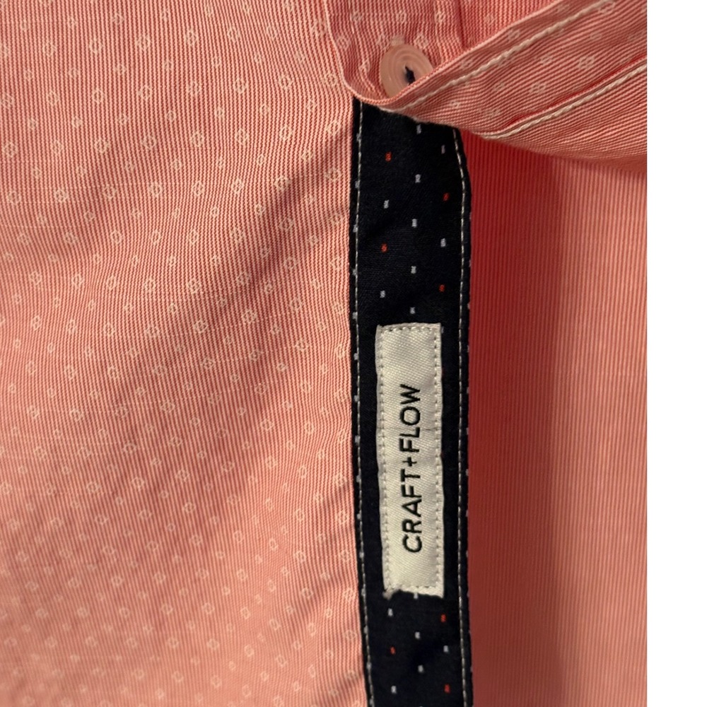 Craft & Flow Button-Up Shirt Dobby Dot Pattern Long Sleeve Casual Mens Large - Picture 7 of 11